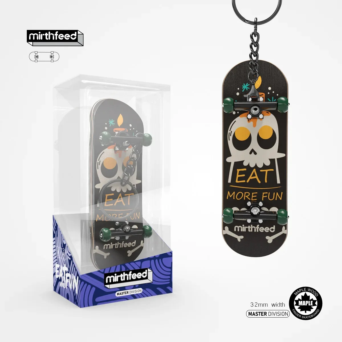 Finger Skate Tête de Mort + Porte Clé