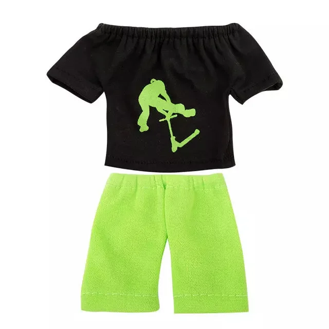Tenue Finger Skate noire et verte